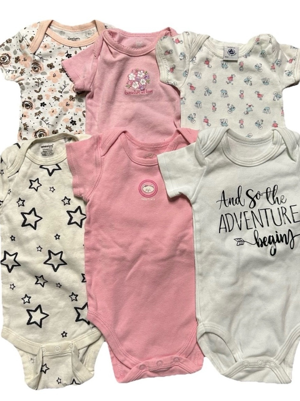 Baby Girl Short Sleeve Bodysuits Petit Bateau Pink Floral Size 3-6 Months